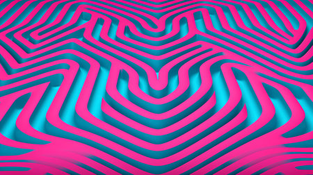 3d abstract background with wavy lines in pink and blue colorsの素材