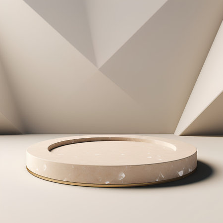 3d render of abstract geometric forms. Minimal scene with podium for product presentation.の素材