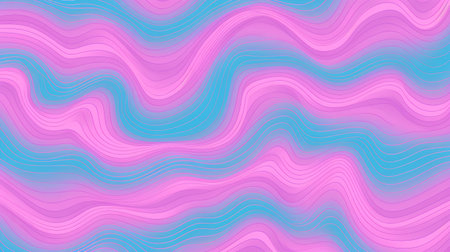 Abstract background with wavy lines in pink and blue colors. Vector illustration.の素材