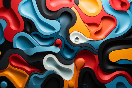 3d abstract wavy background. Colorful paper cut style. Vector illustrationの素材