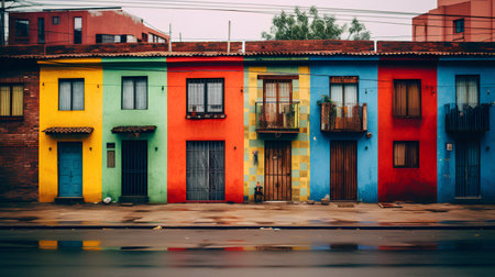 Colorful facades of houses in the city of Havana, Cuba.の素材