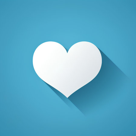 Heart icon on blue background, vector illustration. Flat design style.の素材