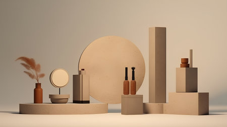 3d render of cosmetic product display podium for branding mock-upの素材