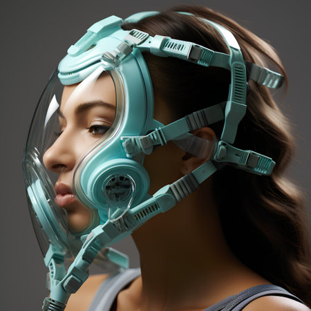 Portrait of a futuristic girl in futuristic glasses. 3d renderingの素材