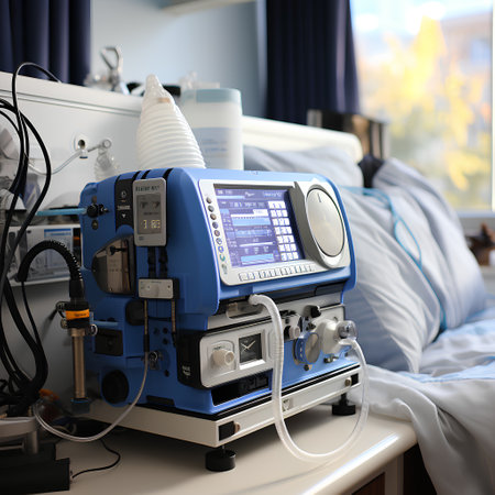 3d rendering of a ventilator machine in a hospital roomの素材