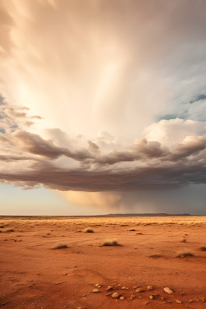 dramatic stormy sky over the desert, dramatic cloudscapeの素材