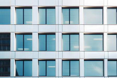 Modern office building with windows. Architectural detail of modern building.の素材