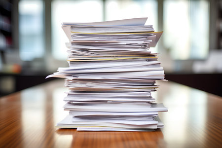 Stack of documents on the table in office. Stack of papers.の素材