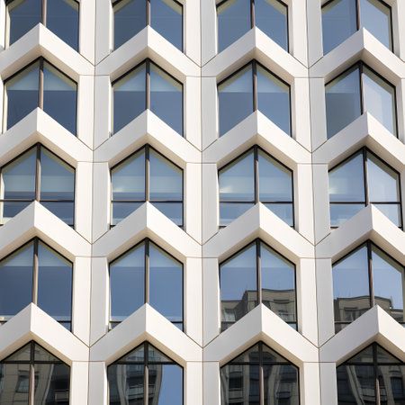 Windows of modern office building. Architectural detail of modern building.の素材