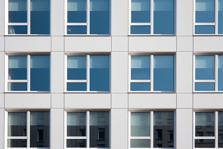 Windows of a modern office building. Architectural abstract background. 3d renderの素材
