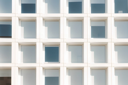 White windows on the facade of an office building. Seamless pattern.の素材