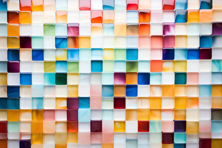 Colorful mosaic tiles background, square tile pattern, 3d illustrationの素材