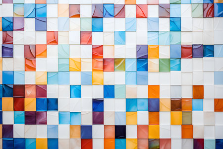 Colorful mosaic tile wall background and texture for interior and exterior.の素材