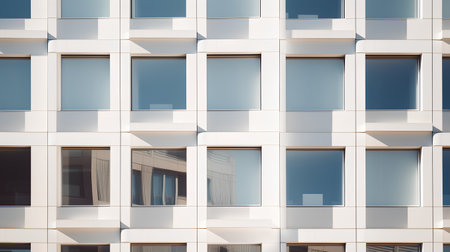 Facade fragment of a modern office building. Exterior of glass wall with abstract texture.の素材