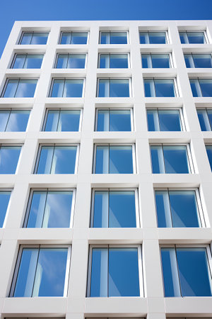 Facade of a modern office building. Fragment of the facade.の素材