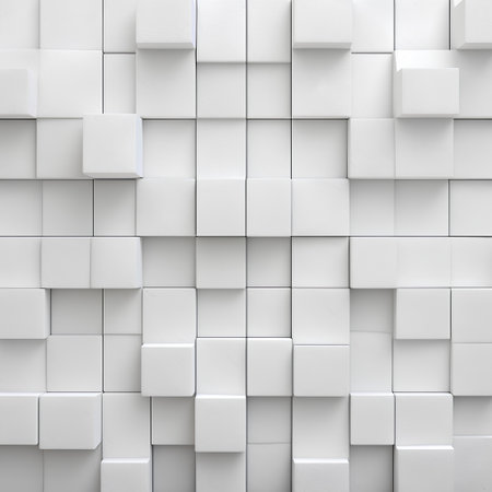 3d rendering of a white wall made of cubes in a modern styleの素材