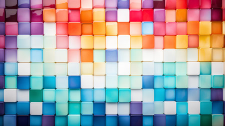 Colorful mosaic background. Abstract geometric background. 3D illustration.の素材