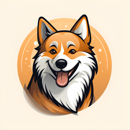 Corgi dog mascot logo. Vector illustration of corgi dog head.の素材