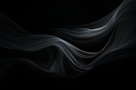 Abstract black background with smooth wavy lines. 3d render illustrationの素材