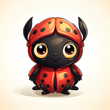 Cute cartoon ladybug. Vector illustration isolated on white background.の素材