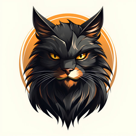 Black cat with yellow eyes. Vector illustration for t-shirt design.の素材