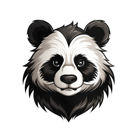 Panda head vector illustration. Cute panda bear head with big eyes.の素材