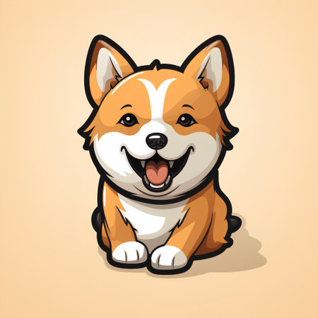 Cute cartoon welsh corgi dog sitting. Vector illustration.の素材