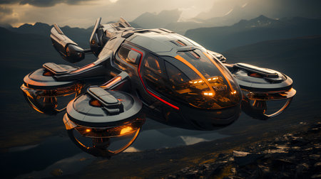 3D CG rendering of space ship. High-resolution image.の素材