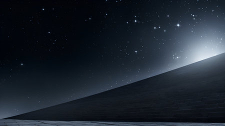 Stairway leading to the starry sky. 3d renderの素材