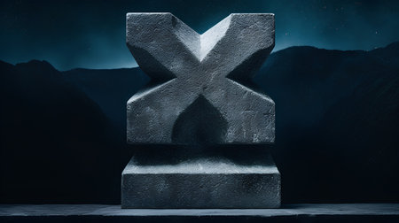 Stone sculpture of a zodiac sign in the night sky. 3d renderingの素材