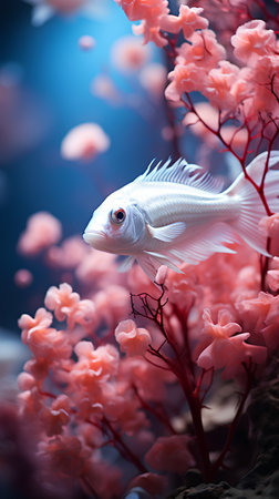Beautiful aquarium scene with fish and coral reef. 3d renderingの素材