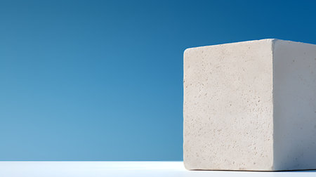 Concrete block on a blue background. 3d rendering, mock upの素材