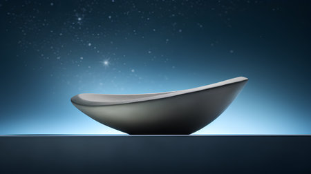 Empty bathtub on a blue background. 3d render illustration.の素材