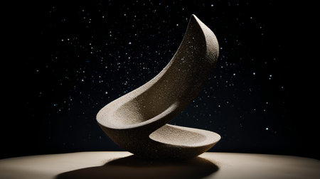 3D rendering of a golden sand sculpture on a dark background.の素材