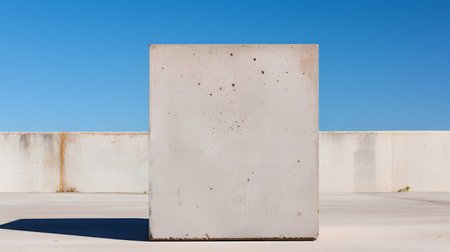 Concrete block on the beach with blue sky in the background.の素材