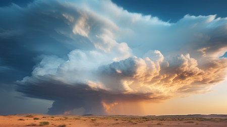 Dramatic stormy sky over the desert, 3d renderの素材