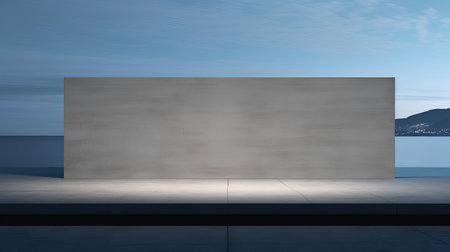 Empty concrete platform with sea and sky background. 3D Renderingの素材
