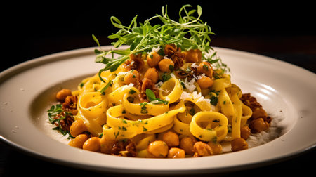 Tagliatelle pasta with chickpeas and parmesanの素材
