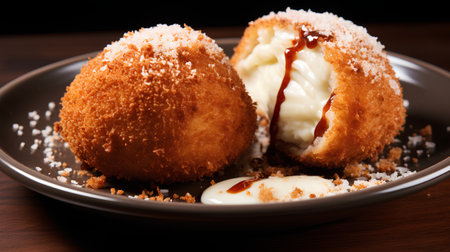 Close-up of a chocolate croquettes served in a plateの素材