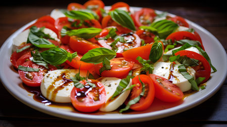 Caprese salad with tomatoes, mozzarella cheese and basilの素材