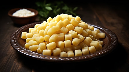 close up of a bowl of italian pasta cavatappiの素材