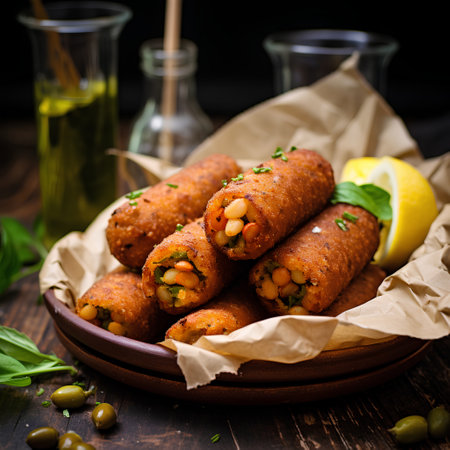 Breaded chickpeas croquettes with lemon and herbsの素材