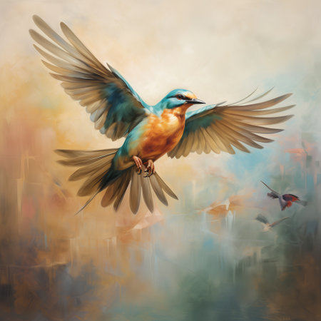 Digital painting of a European Roller (Merops orientalis)の素材
