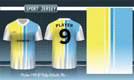 T-shirt sport design template, soccer jersey mockup for football club. uniform front and back view. sport uniform in front and back view. t-shirt mock up for sport club.のイラスト素材