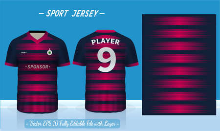 T-shirt sport design template, soccer jersey mockup for football club. uniform front and back view. sport uniform in front and back view. t-shirt mock up for sport club.のイラスト素材