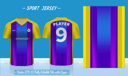 T-shirt sport design template, soccer jersey mockup for football club. uniform front and back view. sport uniform in front and back view. t-shirt mock up for sport club.のイラスト素材