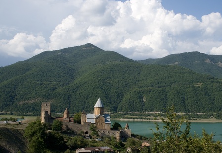 Ananuri Fortress and Zhinvali Reservoir, Georgian Military Highway, Georgia,の写真素材