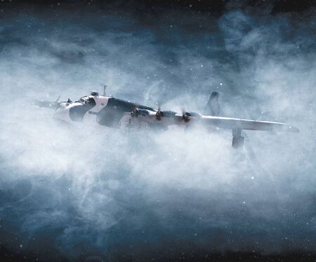 World War II and airplane bombing in flightの写真素材