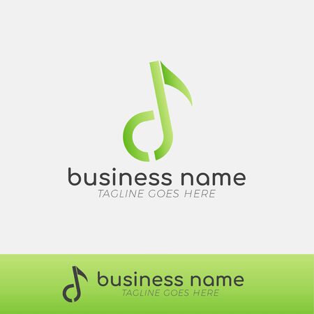 Modern Musical Logo Template for Business, Company, Application, Icon or Button with Green Gradient Colorのイラスト素材