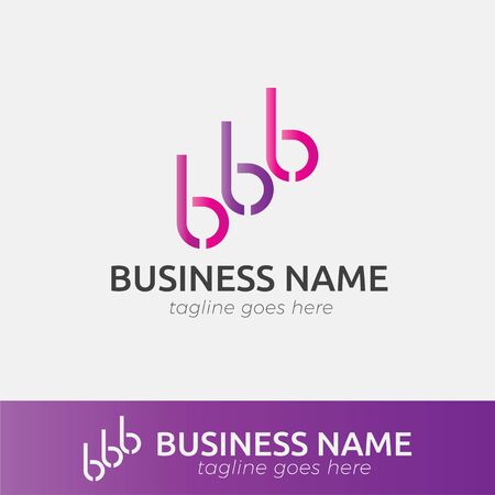 Vector logo design template for business, company, association, application with futuristic color. Triple B Purple Gradient Signのイラスト素材